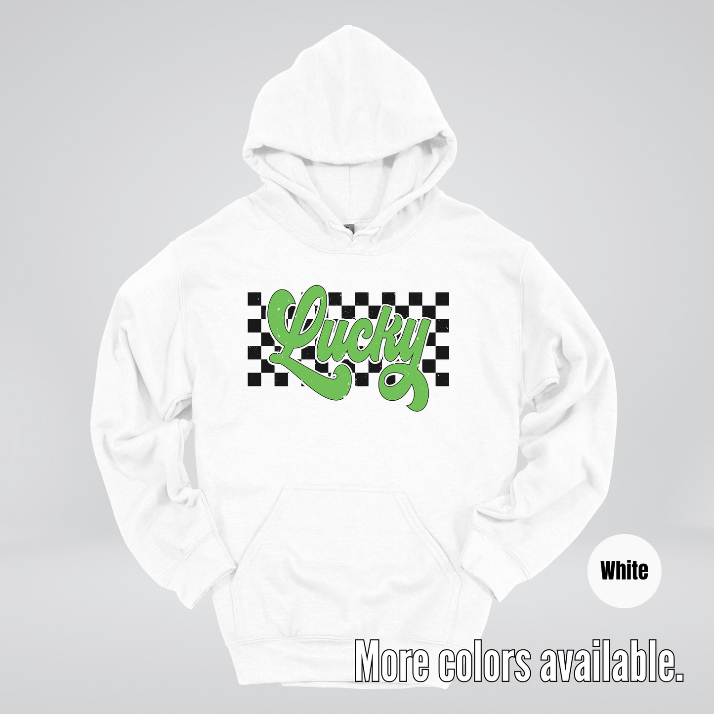 Lucky Cursive Checkered Retro – Saint Patrick’s Day Hoodie