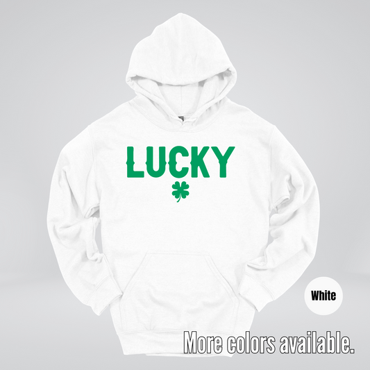 Lucky & Four Leaf Clover - Green Design - Saint Patrick's Day Hoodie