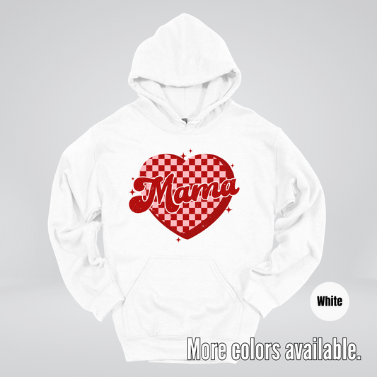 Mama Checkered Heart Hoodie