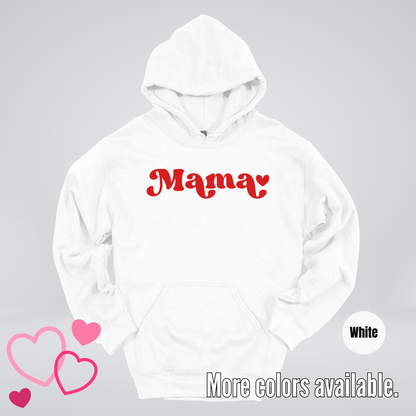 Mama Retro Valentine's Day Red Design Hoodie