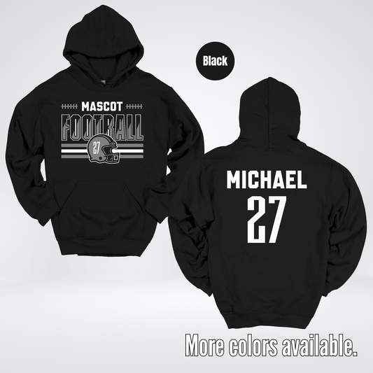 Custom Mascot, Number, & Name – Gray - Football Design 15 Hoodie
