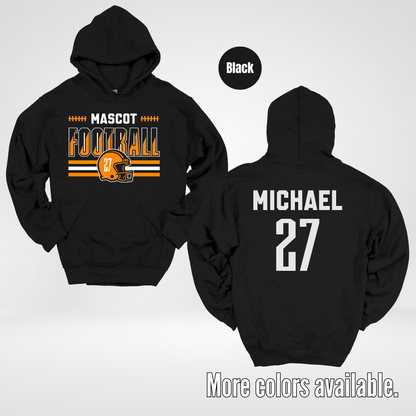 Custom Mascot, Number, & Name – Orange - Football Design 11 Hoodie