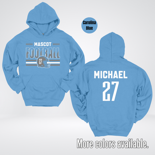 Custom Mascot, Number, & Name – Gray - Football Design 15 Hoodie