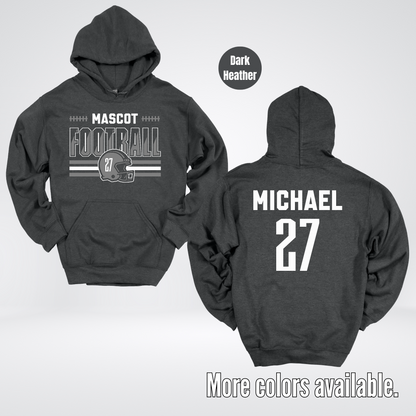 Custom Mascot, Number, & Name – Gray - Football Design 15 Hoodie