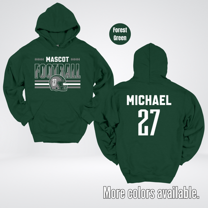 Custom Mascot, Number, & Name – Gray - Football Design 15 Hoodie