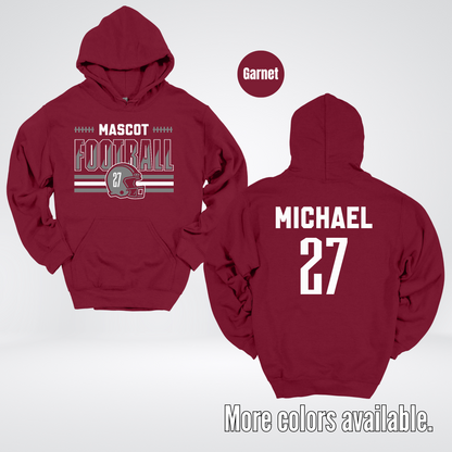 Custom Mascot, Number, & Name – Gray - Football Design 15 Hoodie