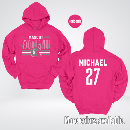 Custom Mascot, Number, & Name – Gray - Football Design 15 Hoodie