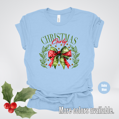 Christmas Girly Green And Red Coquette T-Shirt