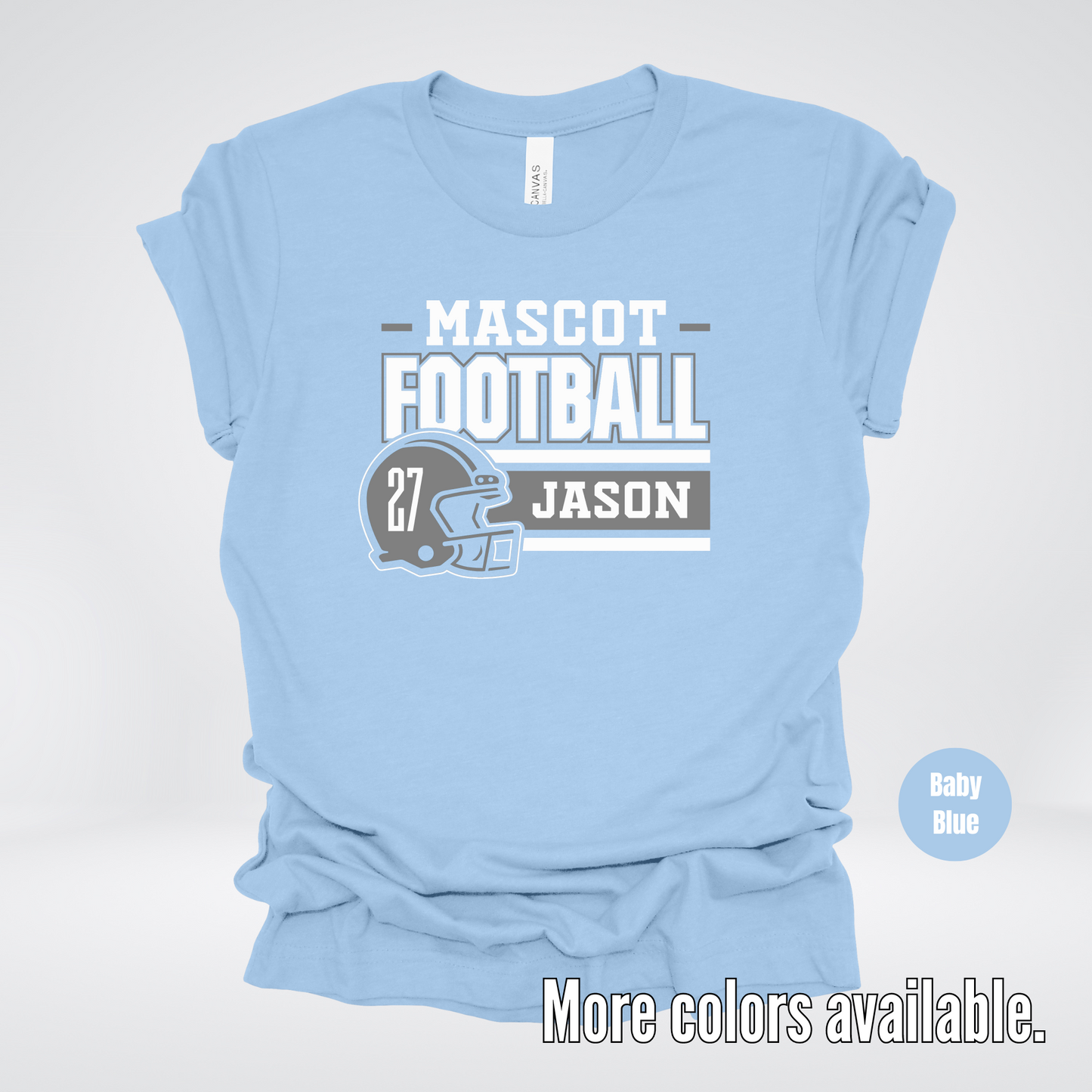 Custom Mascot, Number, & Name – Gray - Football Design 17 T-Shirt