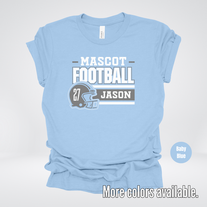 Custom Mascot, Number, & Name – Gray - Football Design 17 T-Shirt