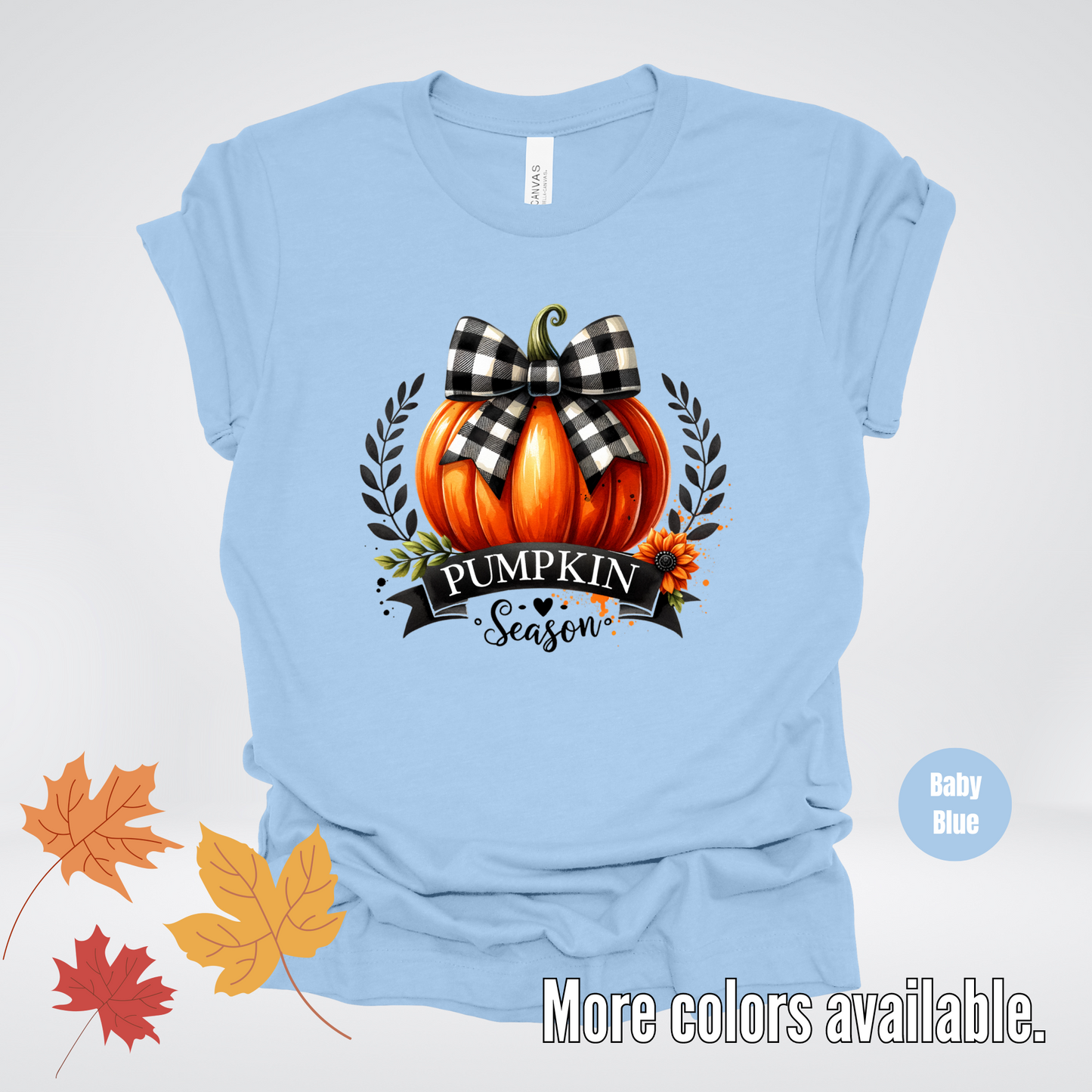 Pumpkin Season Black And While Flannel Coquette Bow T-Shirt