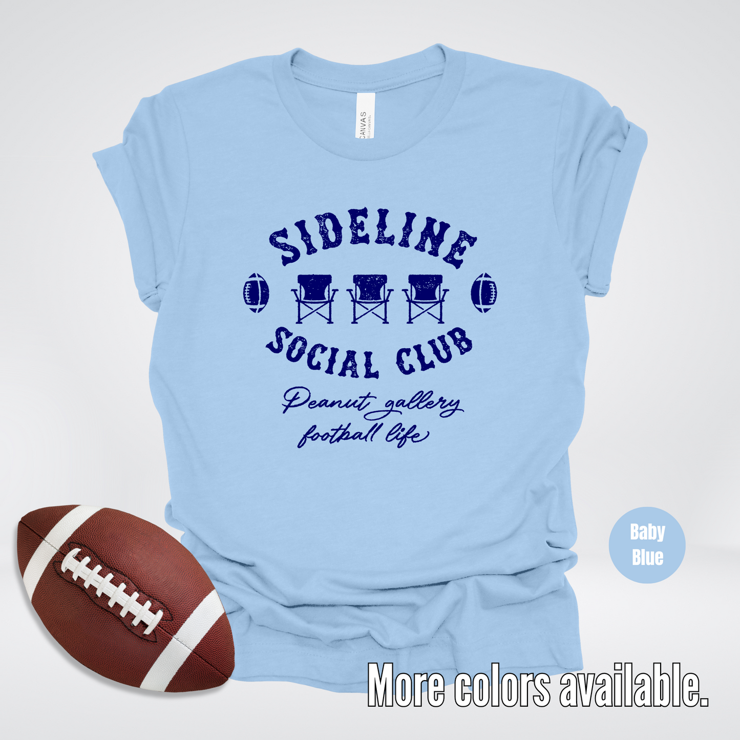 Sideline Social Club Peanut Gallery Football Life Navy Design T-Shirt