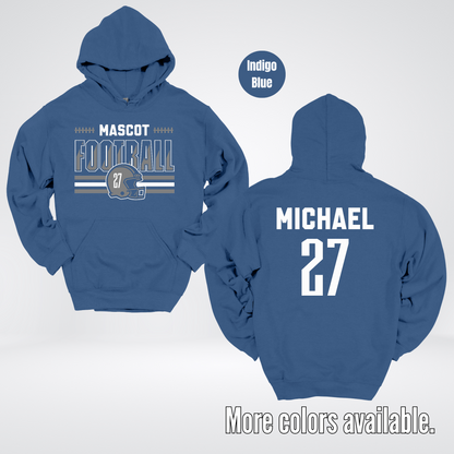 Custom Mascot, Number, & Name – Gray - Football Design 15 Hoodie