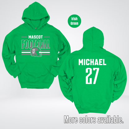 Custom Mascot, Number, & Name – Gray - Football Design 15 Hoodie