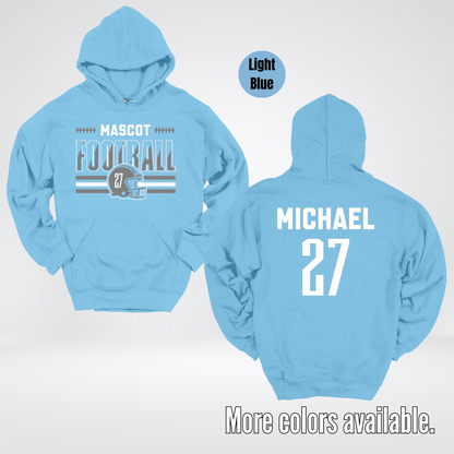 Custom Mascot, Number, & Name – Gray - Football Design 15 Hoodie