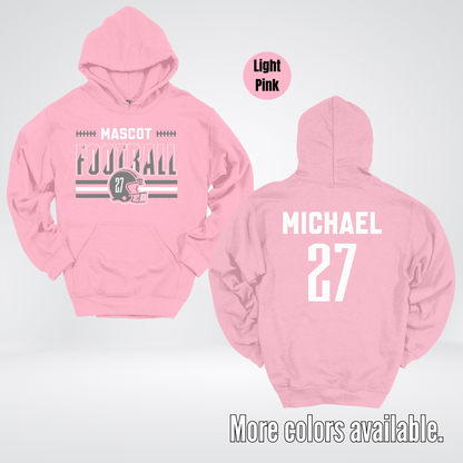 Custom Mascot, Number, & Name – Gray - Football Design 15 Hoodie