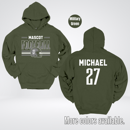 Custom Mascot, Number, & Name – Gray - Football Design 15 Hoodie