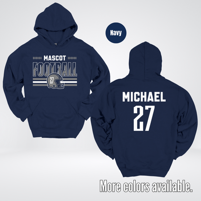 Custom Mascot, Number, & Name – Gray - Football Design 15 Hoodie