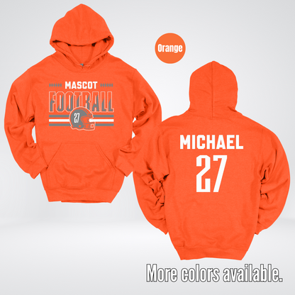 Custom Mascot, Number, & Name – Gray - Football Design 15 Hoodie