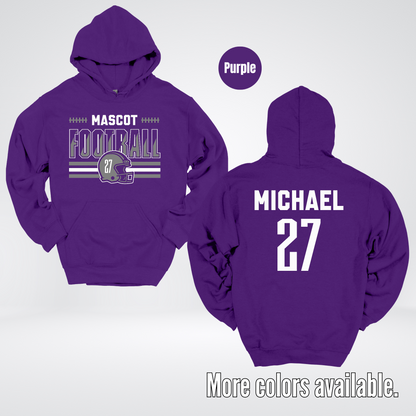 Custom Mascot, Number, & Name – Gray - Football Design 15 Hoodie