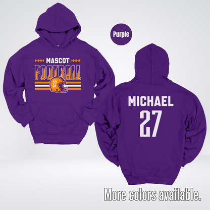 Custom Mascot, Number, & Name – Orange - Football Design 11 Hoodie