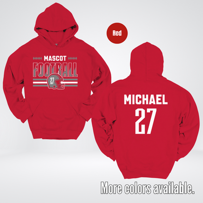 Custom Mascot, Number, & Name – Gray - Football Design 15 Hoodie