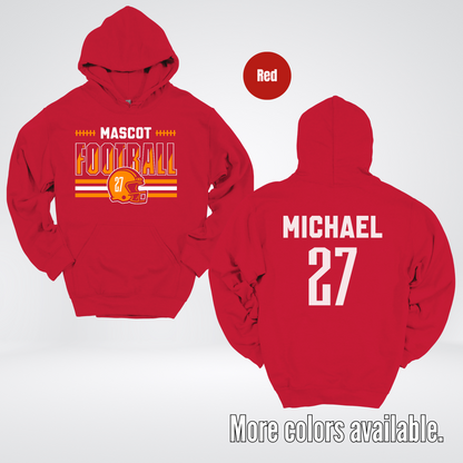 Custom Mascot, Number, & Name – Orange - Football Design 11 Hoodie