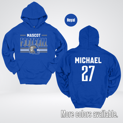 Custom Mascot, Number, & Name – Gray - Football Design 15 Hoodie