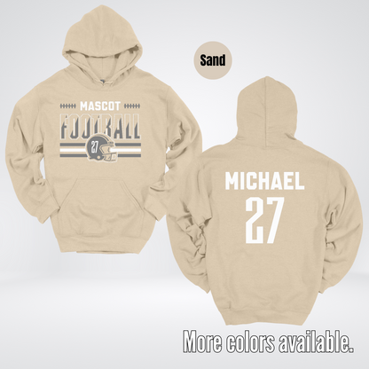 Custom Mascot, Number, & Name – Gray - Football Design 15 Hoodie