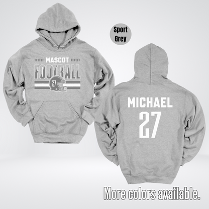 Custom Mascot, Number, & Name – Gray - Football Design 15 Hoodie