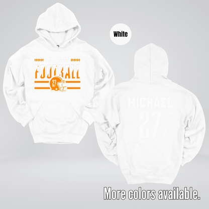 Custom Mascot, Number, & Name – Orange - Football Design 11 Hoodie