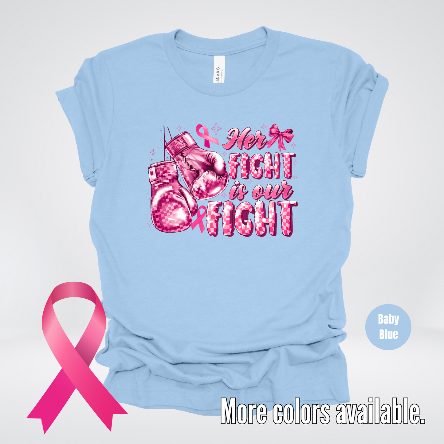 Her Fight Is Our Fight Boxing Coquette Breast Cancer Awareness T-Shirt