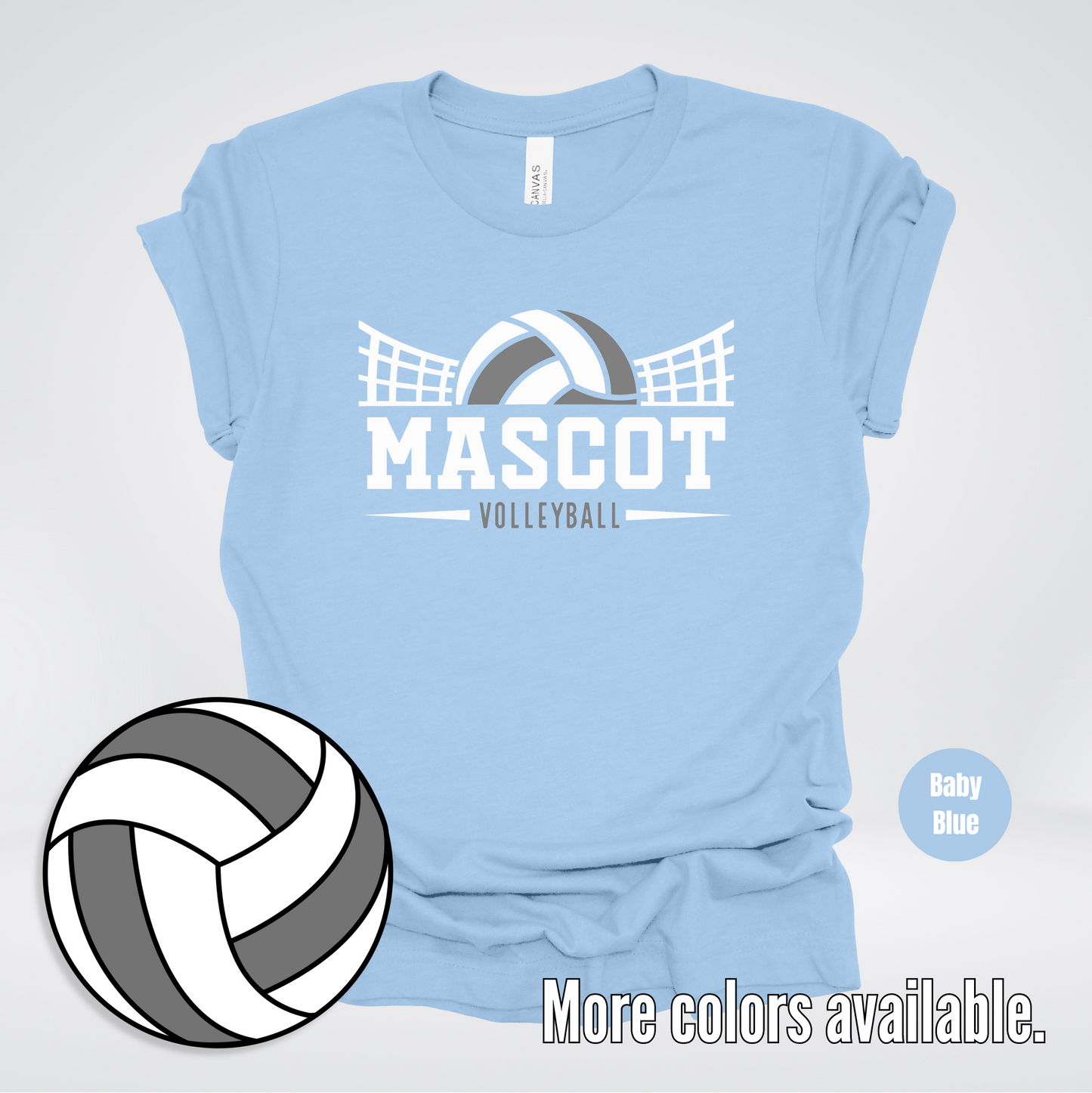 Custom Mascot - Gray - Volleyball Design 26 T-Shirt