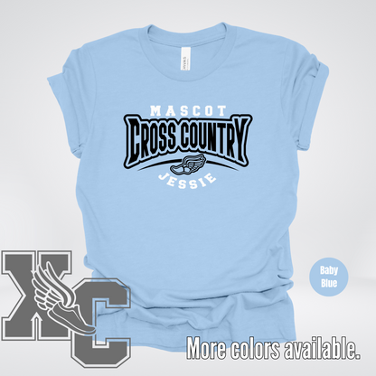 Custom Mascot & Name – Black – Cross Country Design 03 T-Shirt