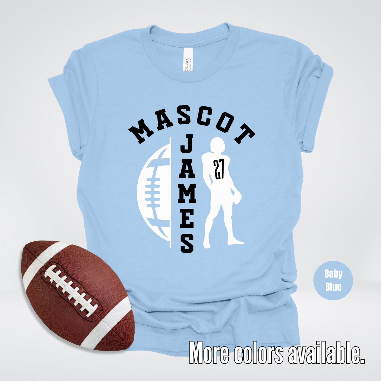 Custom Mascot, Number, & Name - Black - Football Design 29 T-Shirt