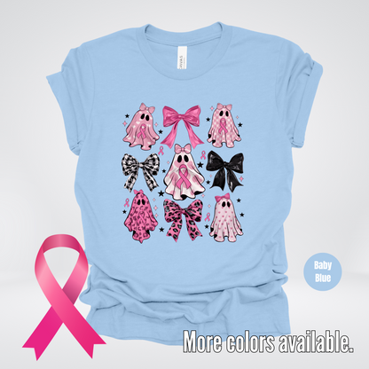 Ghost & Bows Coquette Breast Cancer Awareness T-Shirt