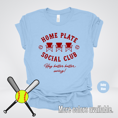 Home Plate Social Club – Maroon Design - Softball Baseball T-Shirt