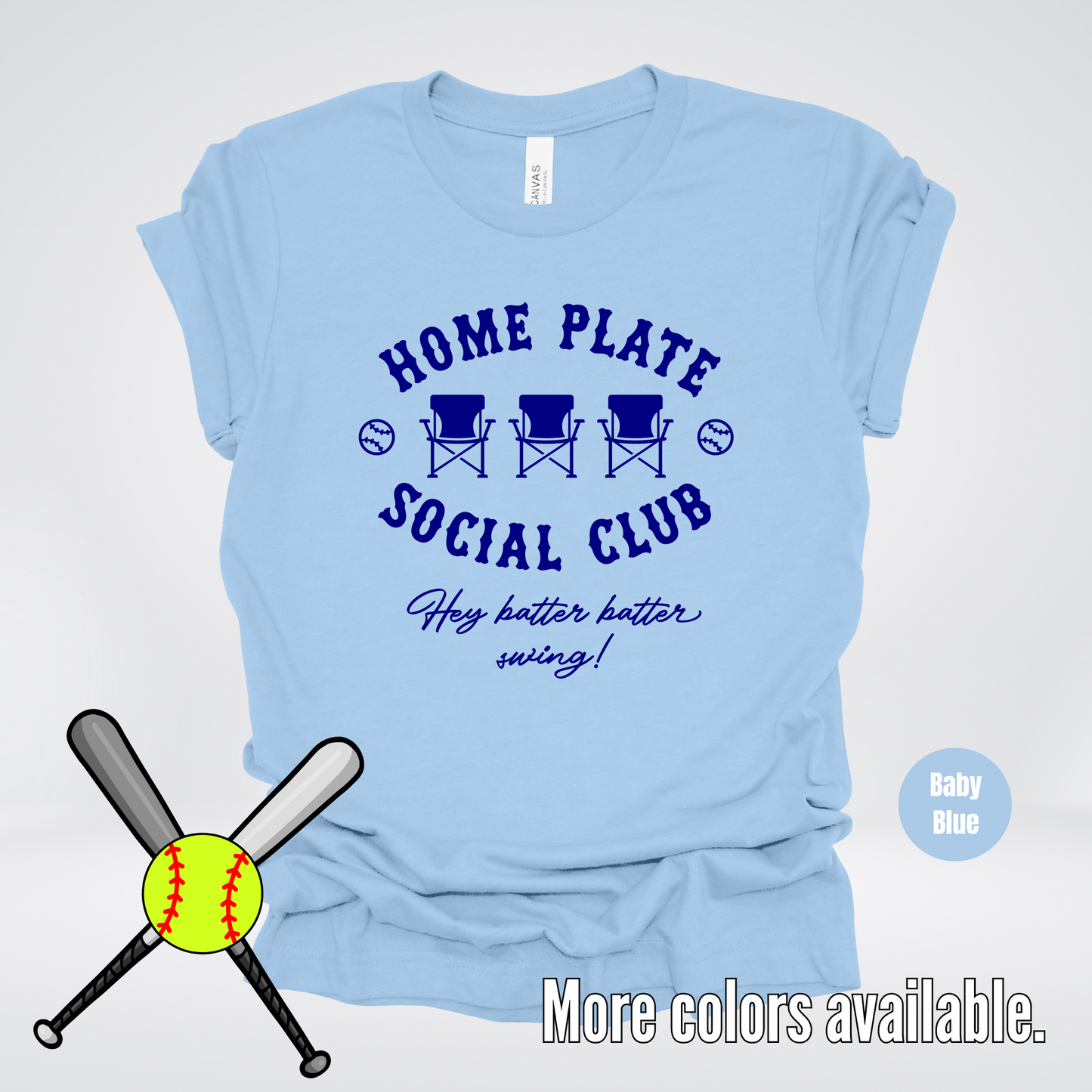 Home Plate Social Club – Navy Design - Softball Baseball T-Shirt