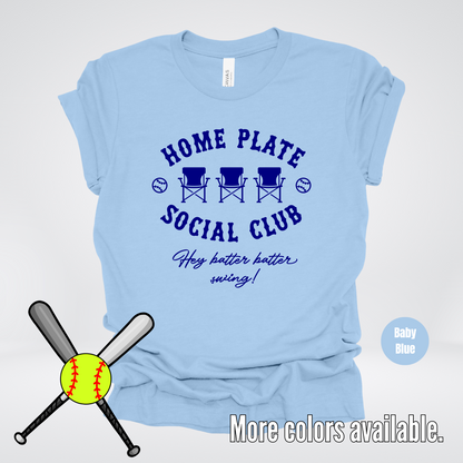 Home Plate Social Club – Navy Design - Softball Baseball T-Shirt