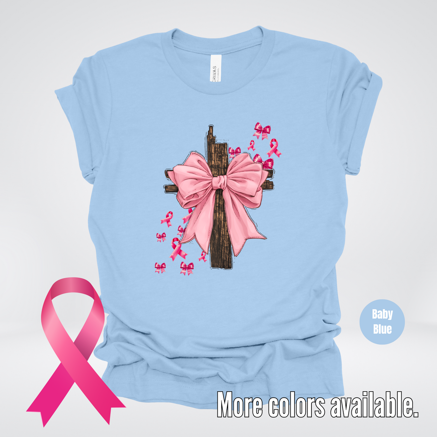 Pink Out Coquette Cross Breast Cancer Awareness T-Shirt