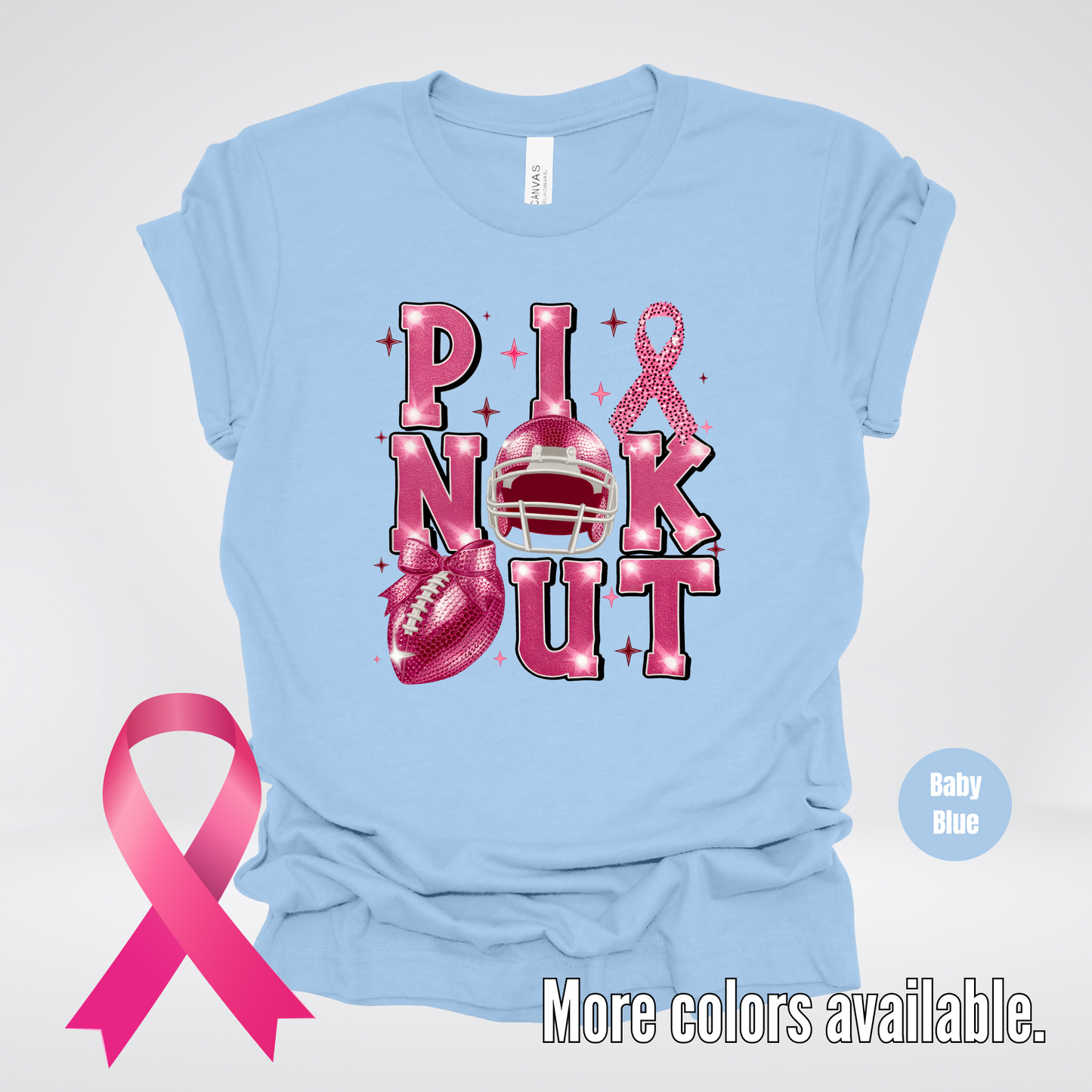 Pink Out Football Coquette Breast Cancer Awareness T-Shirt