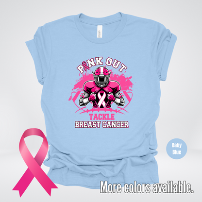 Pink Out Football Tackle Breast Cancer Awareness T-Shirt