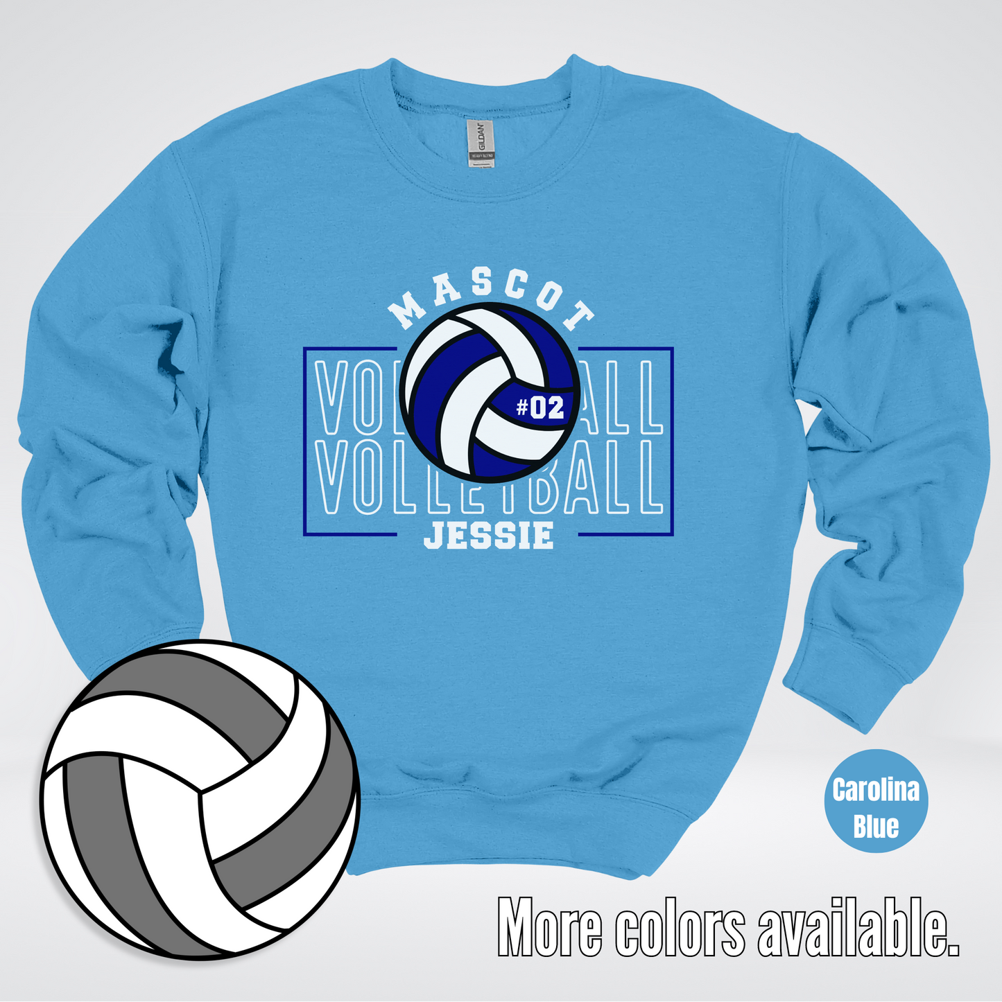 Custom Mascot, Number, & Name – Navy - Volleyball Design 13 Crewneck Sweatshirt