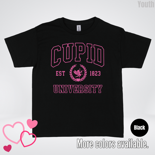 Cupid University Est 1823 Bright Pink Design Youth T-Shirt