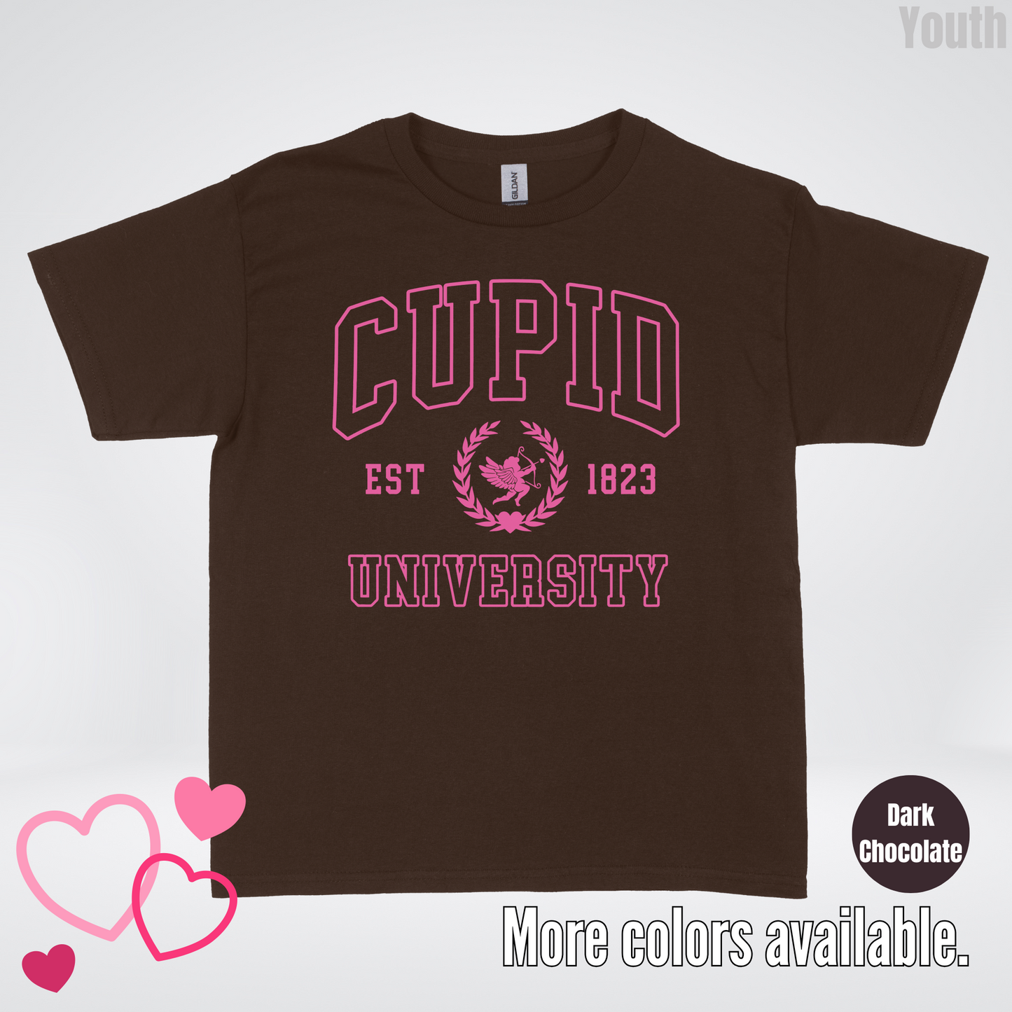 Cupid University Est 1823 Bright Pink Design Youth T-Shirt