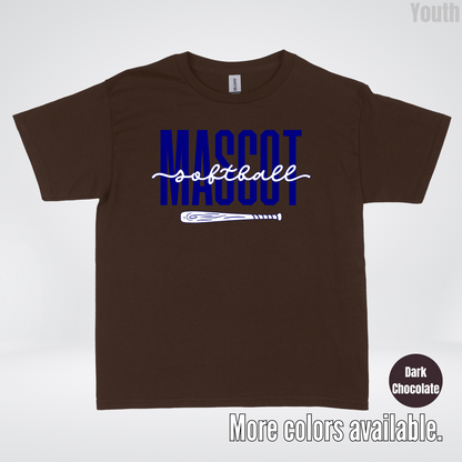 Custom Mascot – Navy - Softball Design 27 Youth T-Shirt