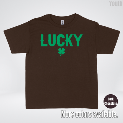 Lucky & Four Leaf Clover - Green Design - Saint Patrick's Day Youth T-Shirt