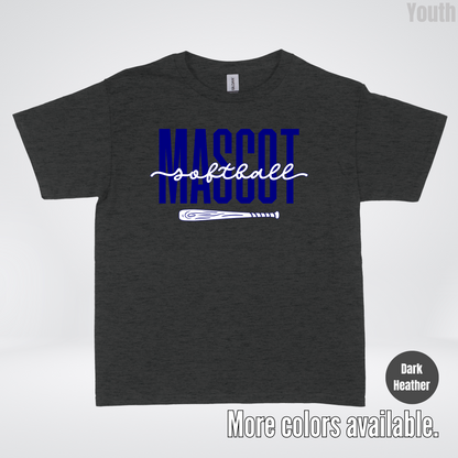 Custom Mascot – Navy - Softball Design 27 Youth T-Shirt