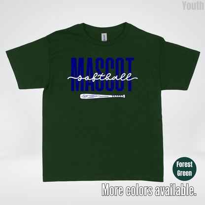 Custom Mascot – Navy - Softball Design 27 Youth T-Shirt
