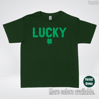 Lucky & Four Leaf Clover - Green Design - Saint Patrick's Day Youth T-Shirt